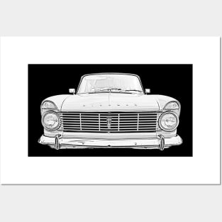 Hillman Super Minx 1960s classic car monochrome Posters and Art